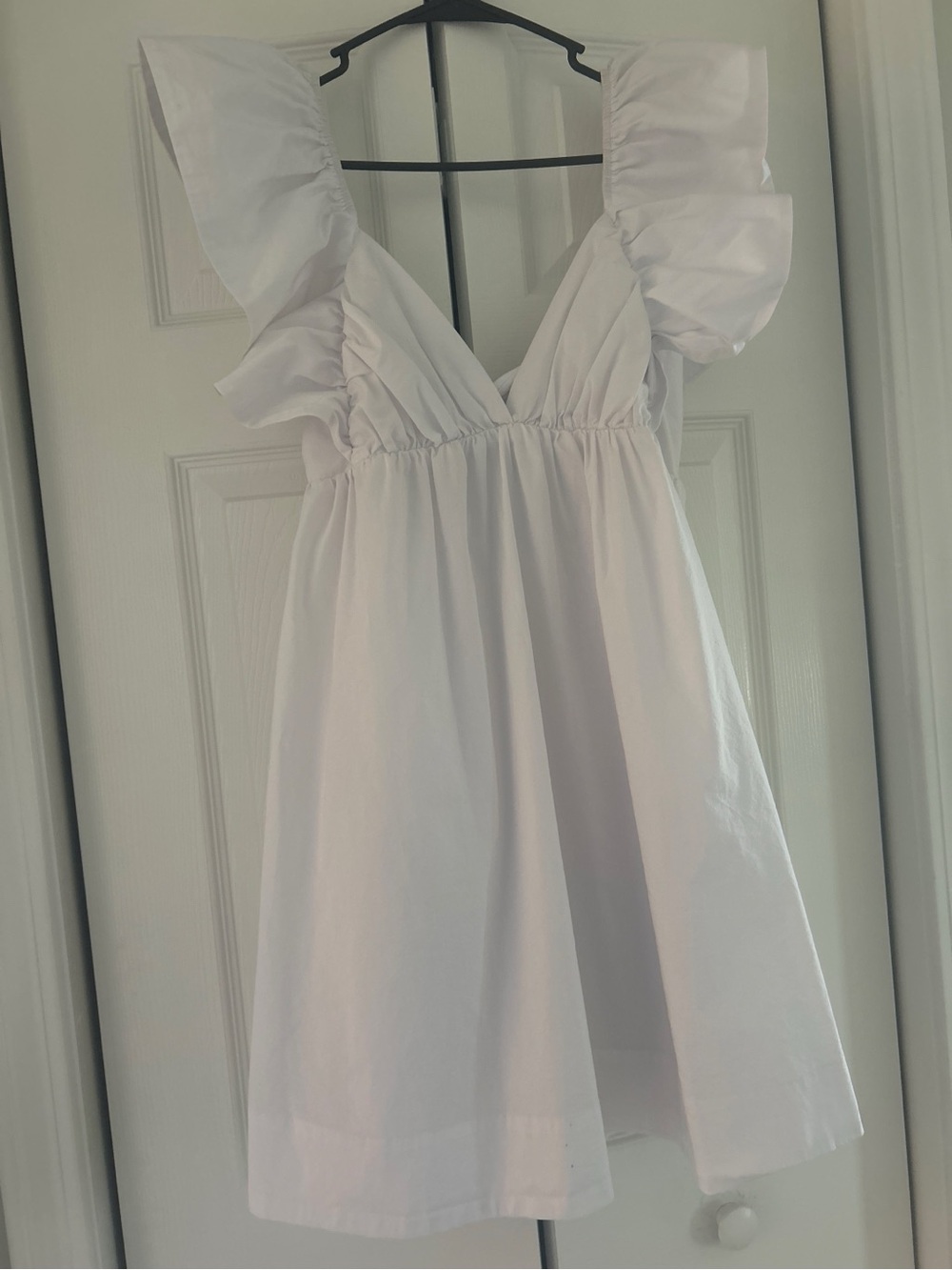 Source Unknown White Ruffle Strap Mini Dress